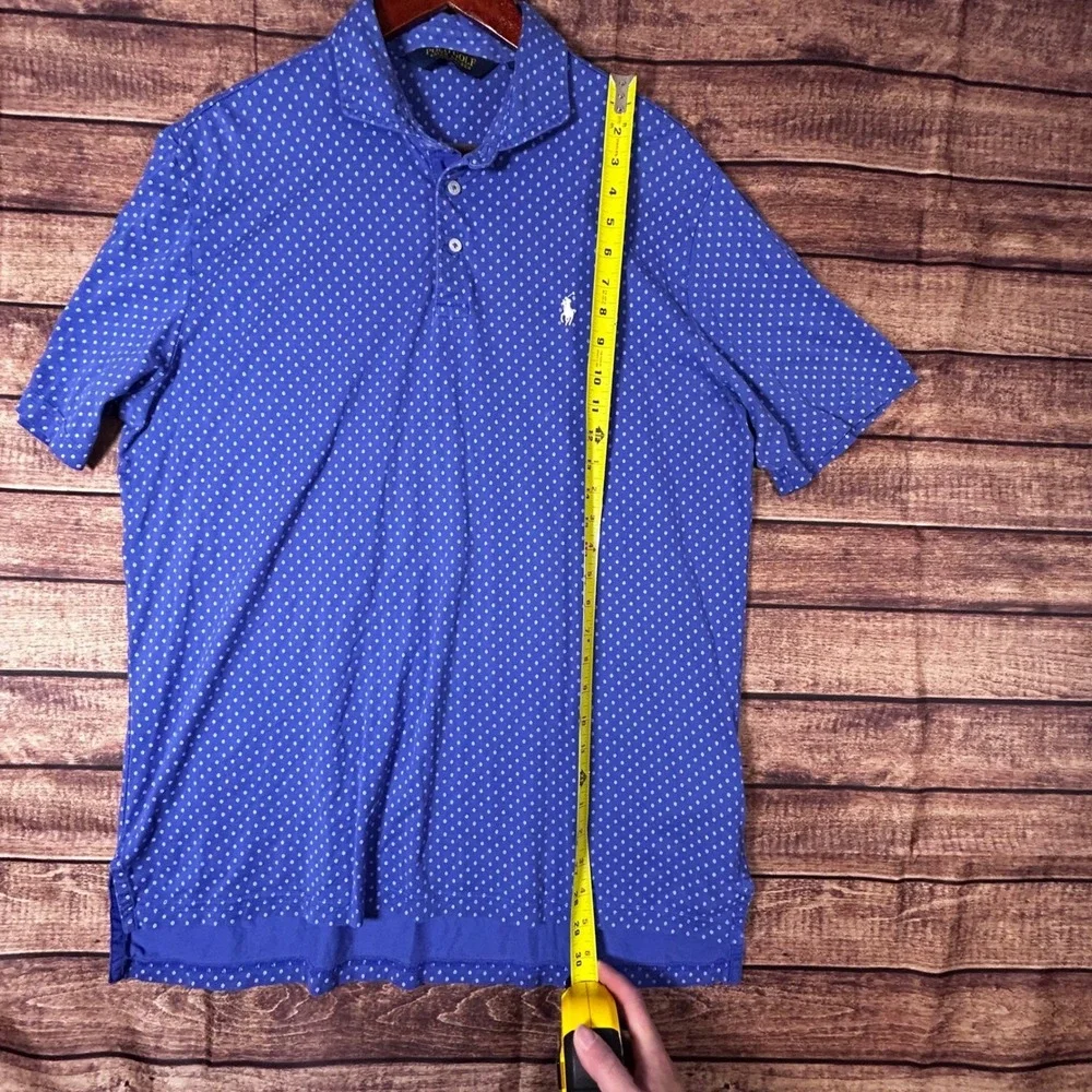 Polo Golf Ralph Lauren Blue Geometric All Over Print Cotton Polo Shirt Mens L